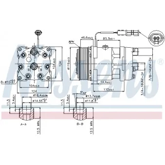 Compresseur, climatisation NISSENS 89459 pour MERCEDES-BENZ ATEGO 2 18,280 - 280cv