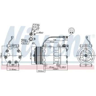 Compresseur, climatisation NISSENS 89476 pour SCANIA P,G,R,T - series R 380 - 380cv