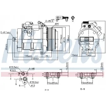 Compresseur, climatisation NISSENS 89606 pour MERCEDES-BENZ SPRINTER 516 CDI Traction intégrale - 163cv