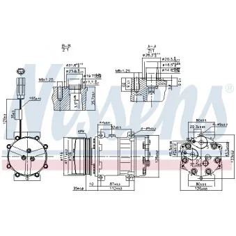 Compresseur, climatisation NISSENS 89800 pour NEW HOLLAND T6 T6,155 - 154cv