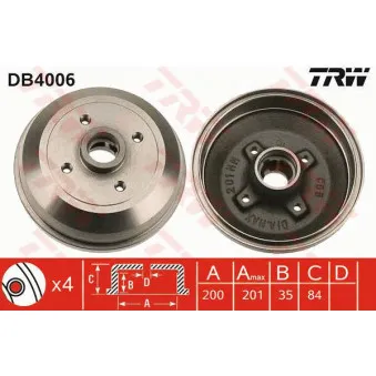 TRW DB4006 - Tambour de frein