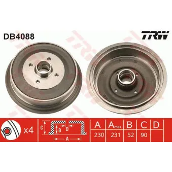 Tambour de frein TRW OEM 147501615A