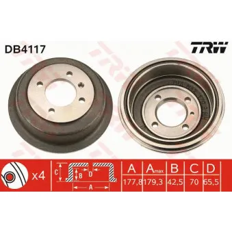 TRW DB4117 - Tambour de frein
