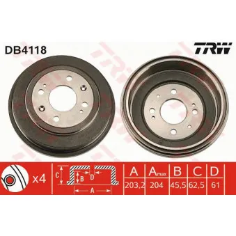 TRW DB4118 - Tambour de frein
