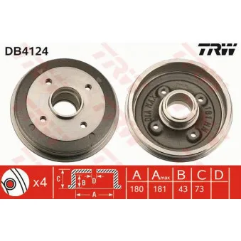 TRW DB4124 - Tambour de frein