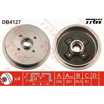 TRW DB4127 - Tambour de frein