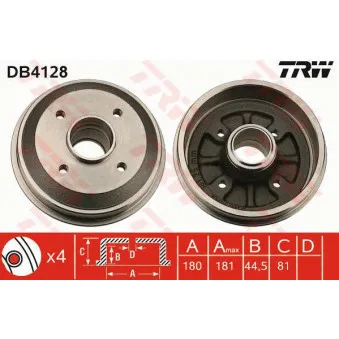 TRW DB4128 - Tambour de frein