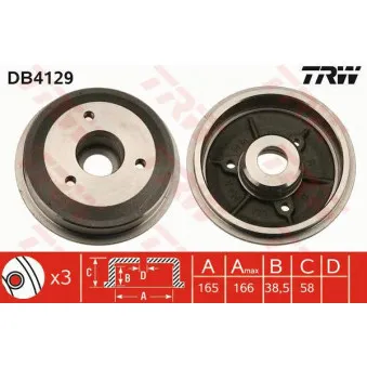 TRW DB4129 - Tambour de frein