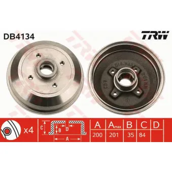 TRW DB4134 - Tambour de frein