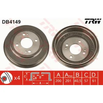 TRW DB4149 - Tambour de frein