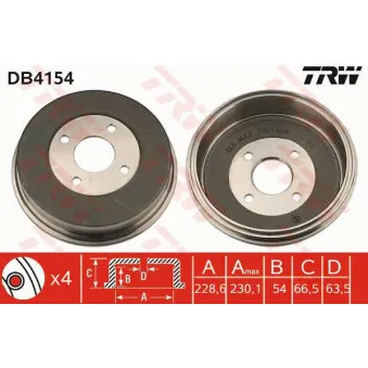 TRW DB4154 - Tambour de frein