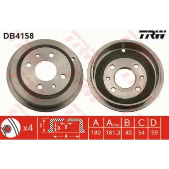 TRW DB4158 - Tambour de frein