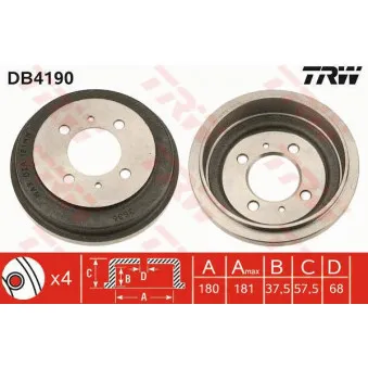 TRW DB4190 - Tambour de frein