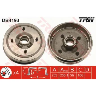 TRW DB4193 - Tambour de frein