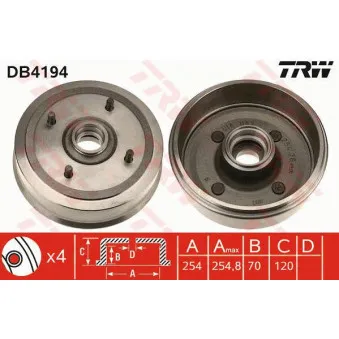 TRW DB4194 - Tambour de frein