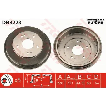 TRW DB4223 - Tambour de frein