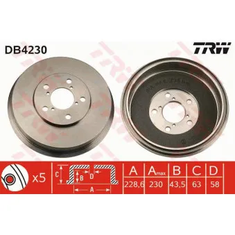 TRW DB4230 - Tambour de frein