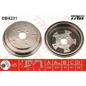 TRW DB4231 - Tambour de frein