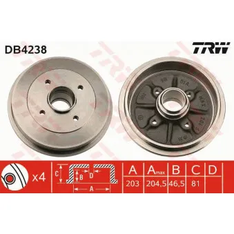 TRW DB4238 - Tambour de frein