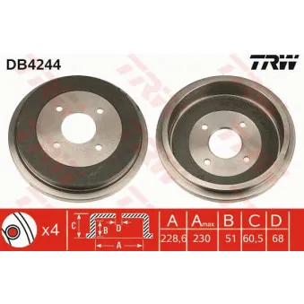 TRW DB4244 - Tambour de frein