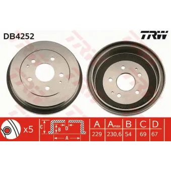 TRW DB4252 - Tambour de frein