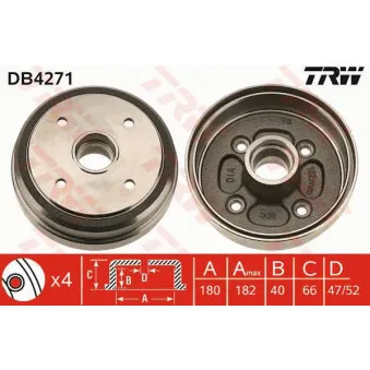 TRW DB4271 - Tambour de frein