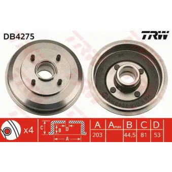 TRW DB4275 - Tambour de frein