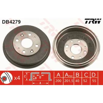 TRW DB4279 - Tambour de frein