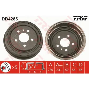 TRW DB4285 - Tambour de frein