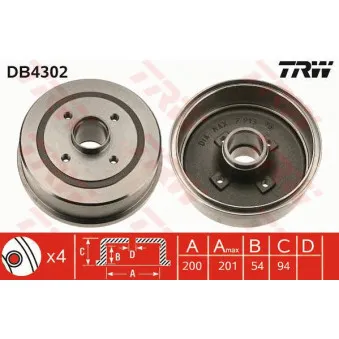TRW DB4302 - Tambour de frein