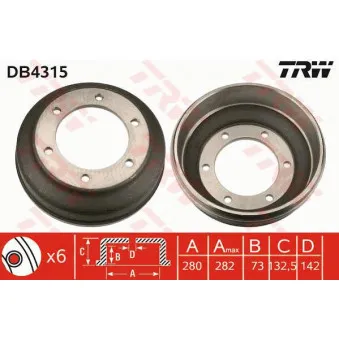 TRW DB4315 - Tambour de frein