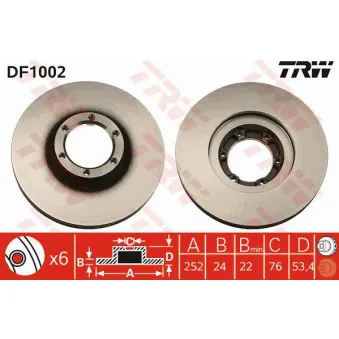 TRW DF1002 - Jeu de 2 disques de frein avant