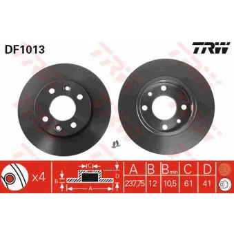 Jeu de 2 disques de frein avant TRW OEM DDF055C-1