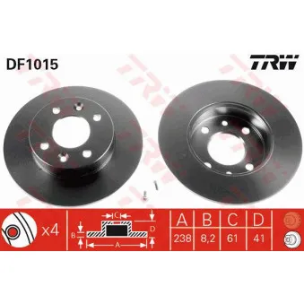 TRW DF1015 - Jeu de 2 disques de frein avant