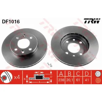 Jeu de 2 disques de frein avant TRW OEM DDF158C-1