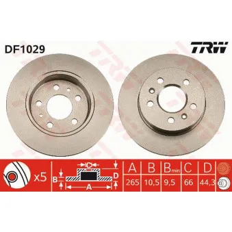 TRW DF1029 - Jeu de 2 disques de frein arrière