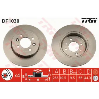 TRW DF1030 - Jeu de 2 disques de frein arrière