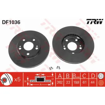 Jeu de 2 disques de frein avant TRW OEM 24.0122-0149.1