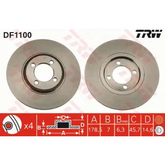 TRW DF1100 - Jeu de 2 disques de frein arrière