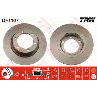 TRW DF1107 - Jeu de 2 disques de frein avant