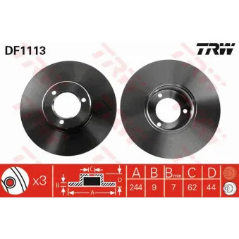 TRW DF1113 - Jeu de 2 disques de frein avant