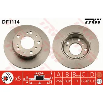 TRW DF1114 - Jeu de 2 disques de frein avant