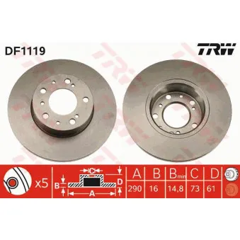 Jeu de 2 disques de frein avant TRW DF1119