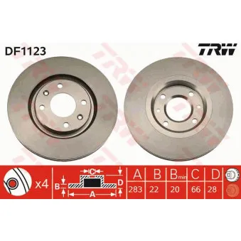 Jeu de 2 disques de frein avant TRW OEM v22-80005