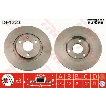 TRW DF1223 - Jeu de 2 disques de frein avant