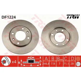 TRW DF1224 - Jeu de 2 disques de frein arrière