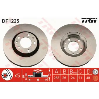 Jeu de 2 disques de frein avant TRW DF1225