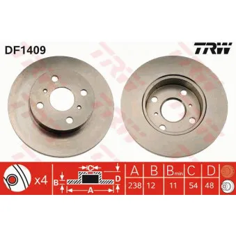 TRW DF1409 - Jeu de 2 disques de frein avant