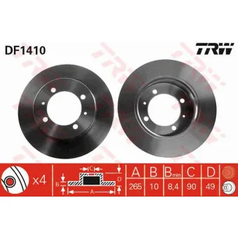 TRW DF1410 - Jeu de 2 disques de frein arrière
