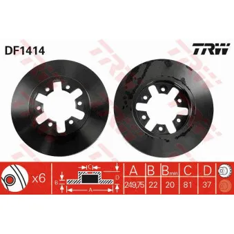 TRW DF1414 - Jeu de 2 disques de frein avant